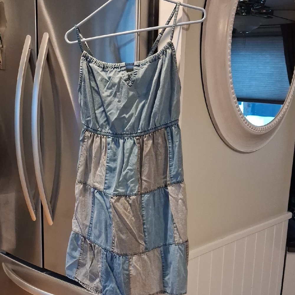 Young Threads Blue and Gray Spaghetti Strap Dress